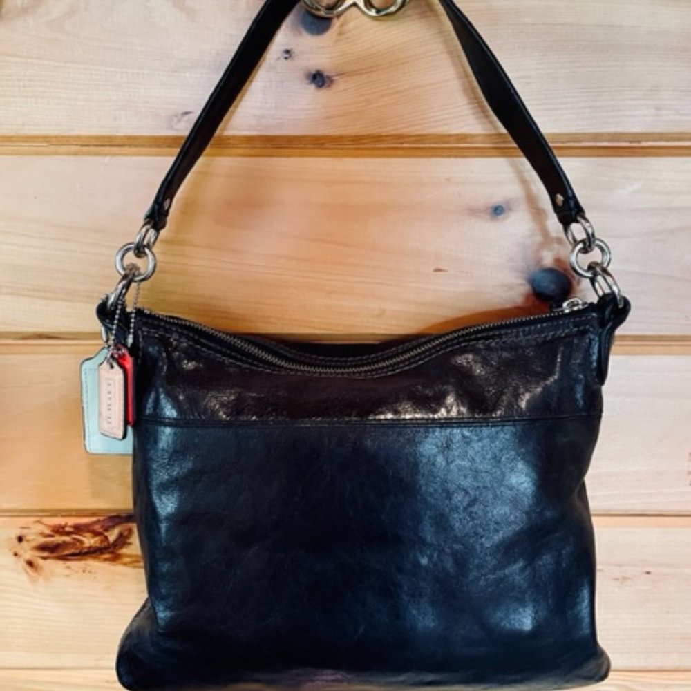 Coach Black Leather Hobo Shoulder Handbag